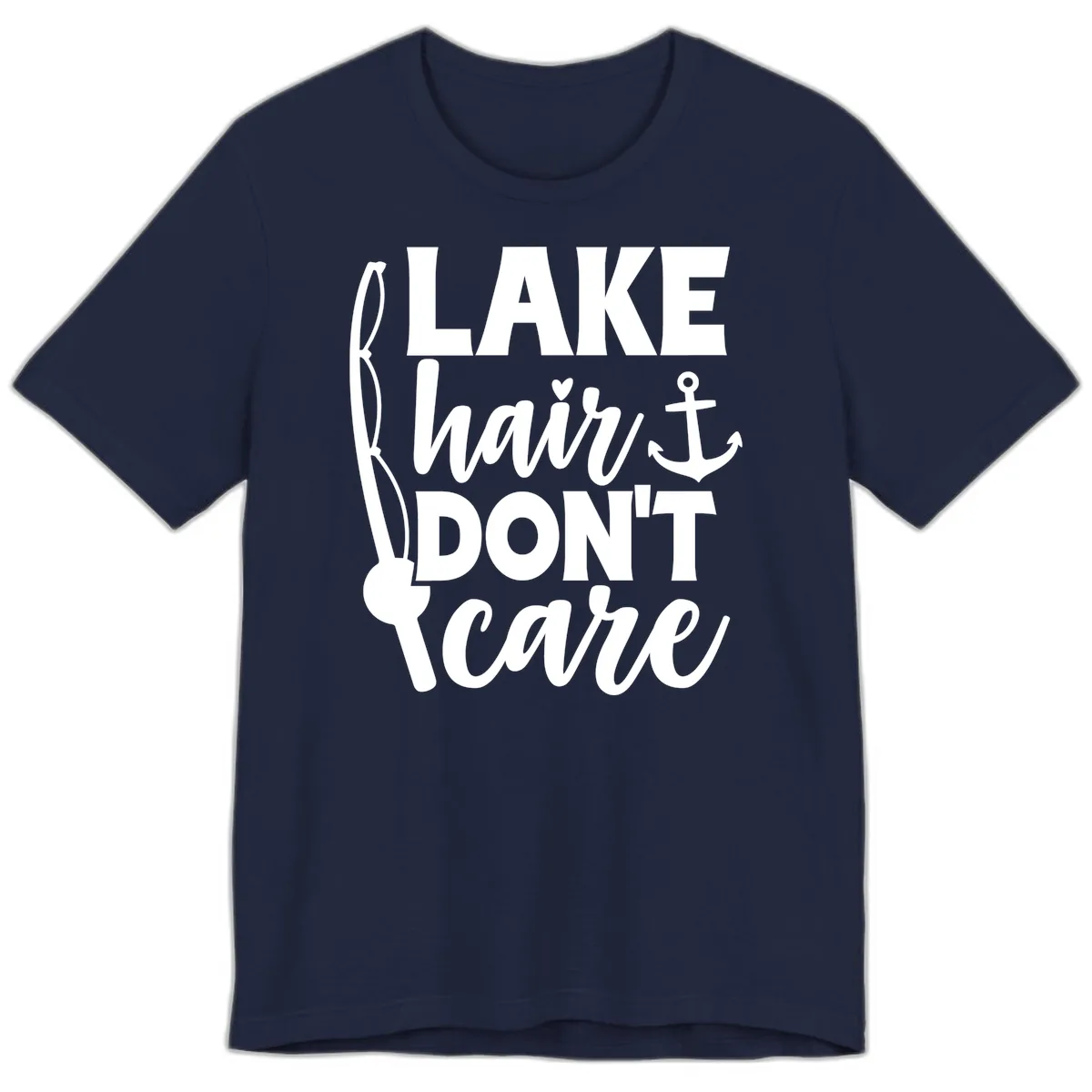 Lake Hair Don't Care Graphic Design Premium T-Shirt in Navy