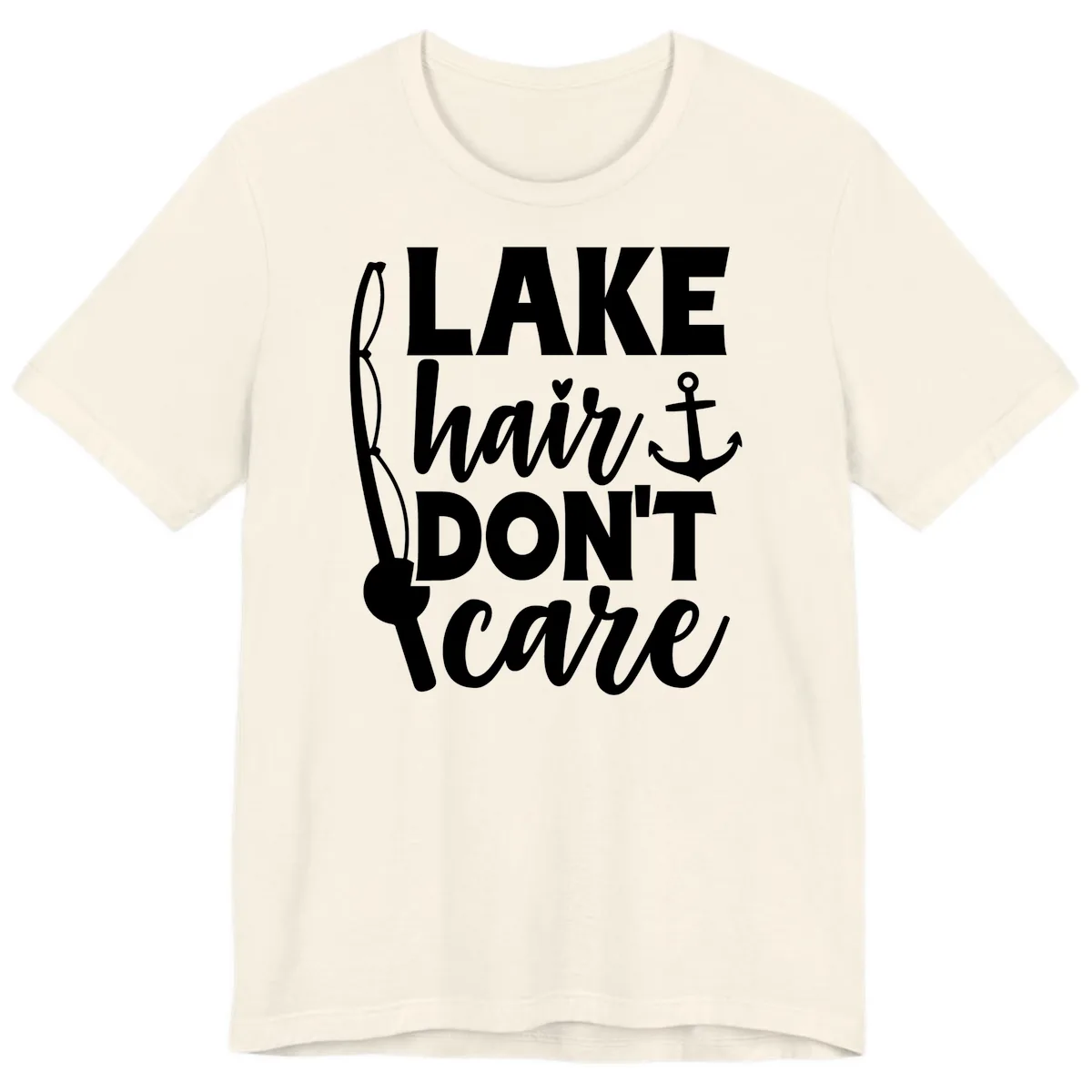 Lake Hair Don't Care Graphic Design Premium T-Shirt in Natural