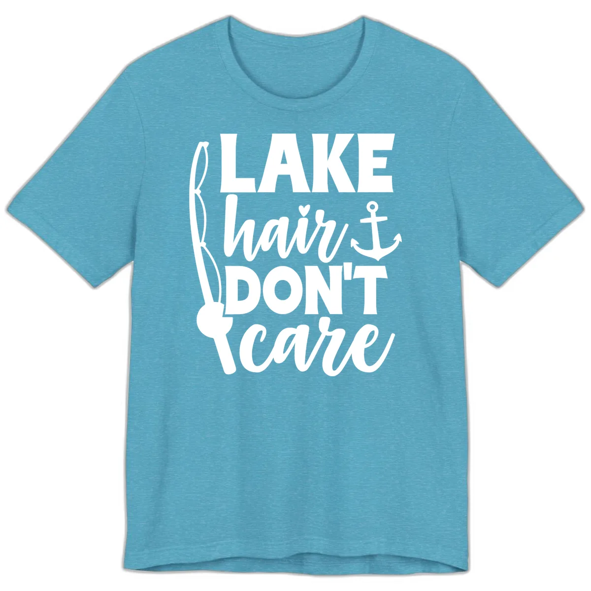 Lake Hair Don't Care Graphic Design Premium T-Shirt in Heather Aqua