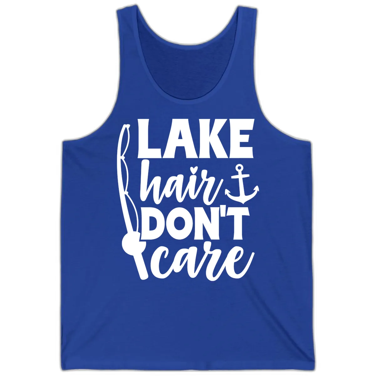 Lake Hair Don't Care Graphic Design Tank in True Royal