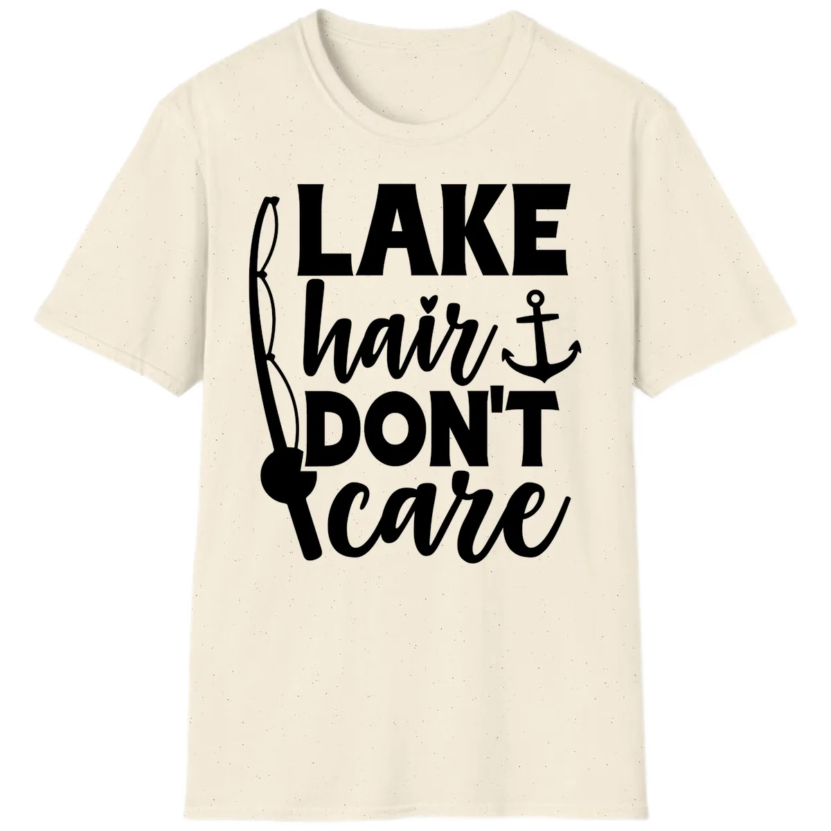 Lake Hair Don't Care Graphic Design T-Shirt in Natural