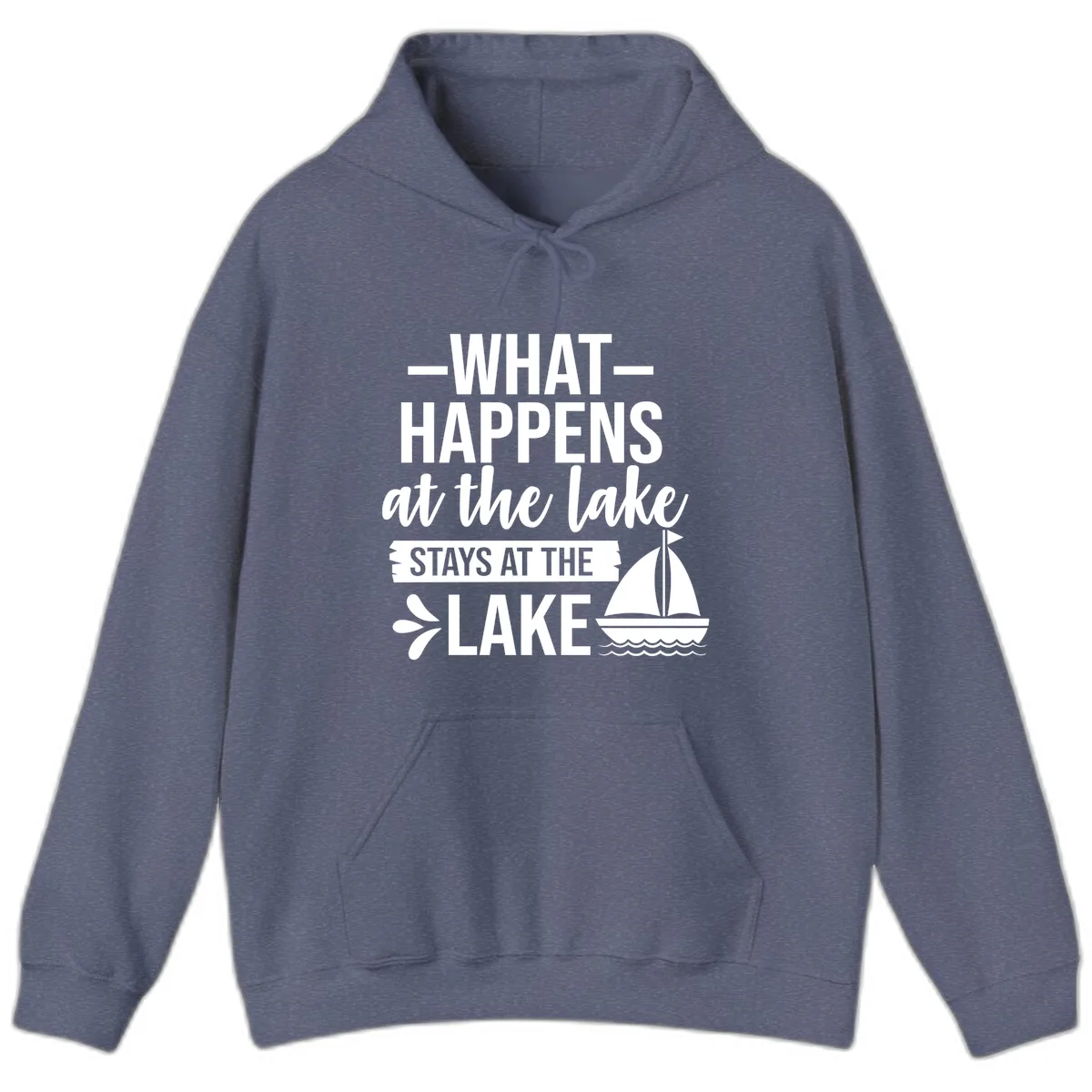 What Happens At The Lake Stays At The Lake Hoodie in Heather Navy