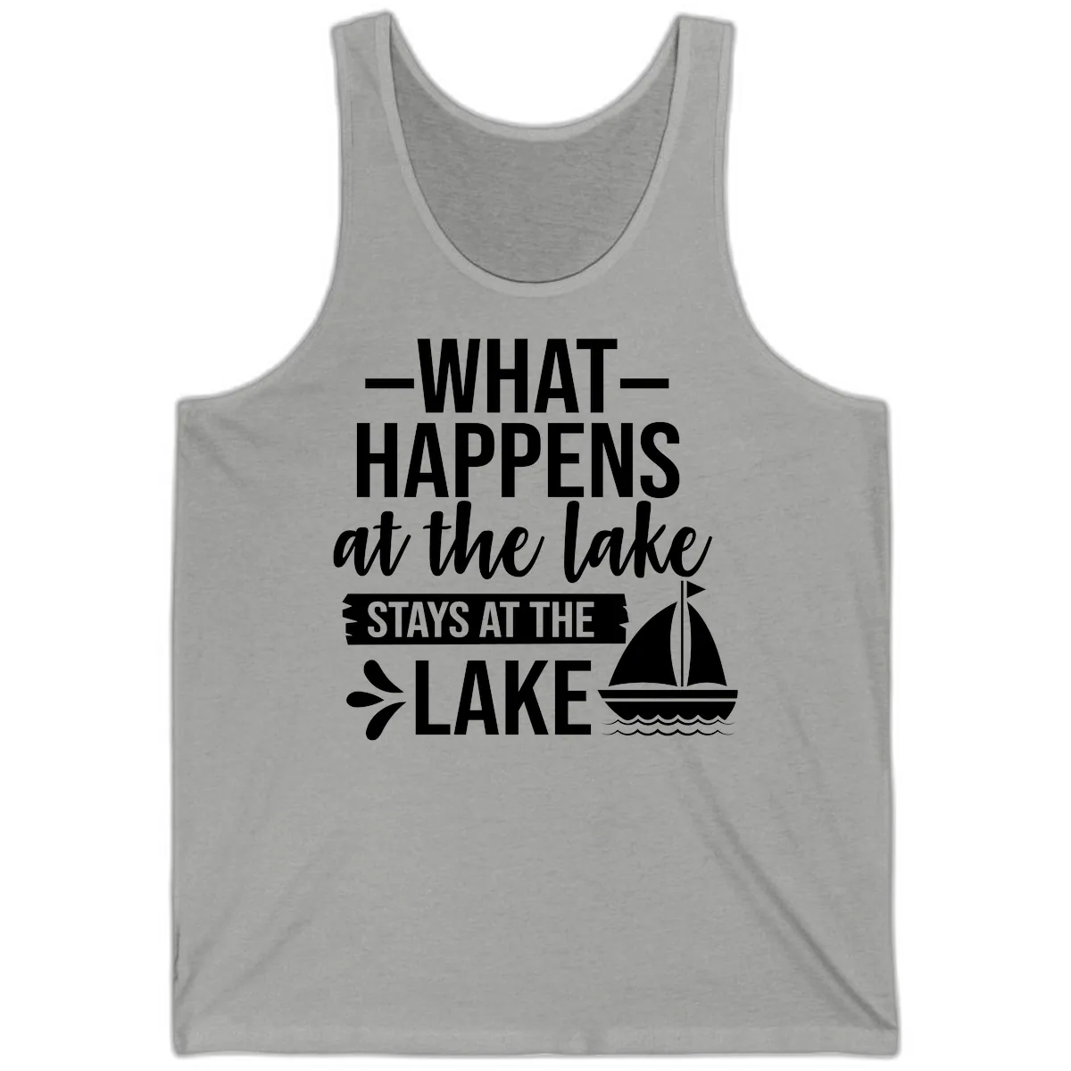 What Happens At The Lake Stays At The Lake Tank in Athletic Heather
