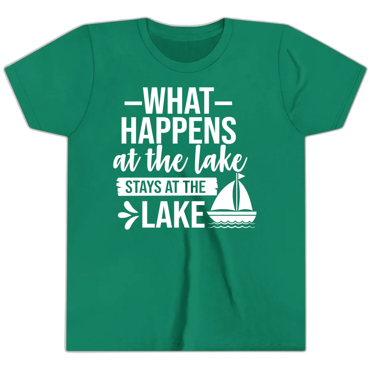 What Happens At The Lake Stays At The Lake Youth T-Shirt in Kelly