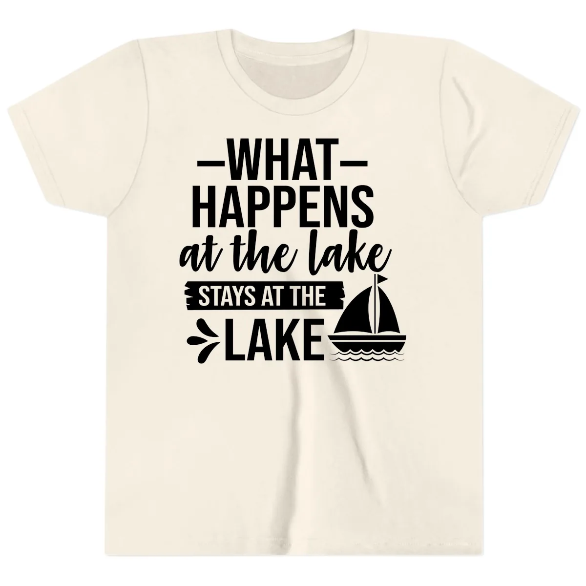 What Happens At The Lake Stays At The Lake Youth T-Shirt in Natural