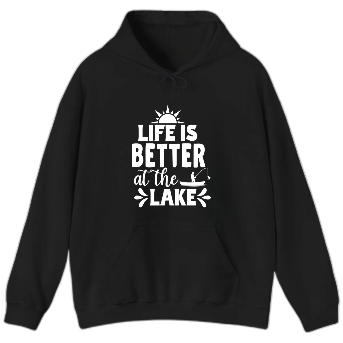 Life Is Better At The Lake Design Hoodie in Black