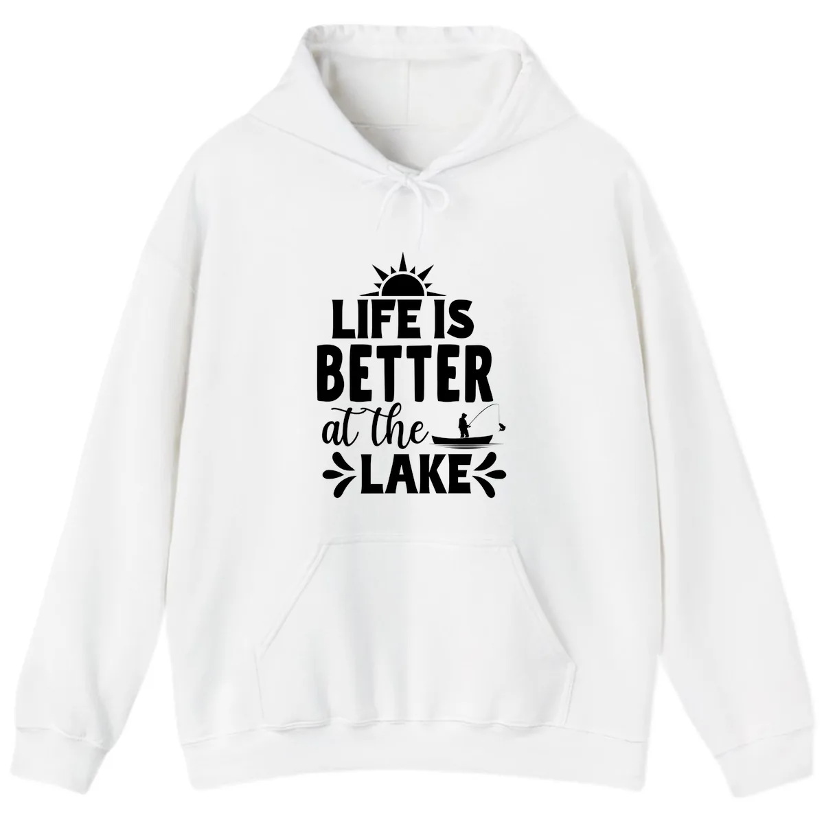 Life Is Better At The Lake Design Hoodie in White