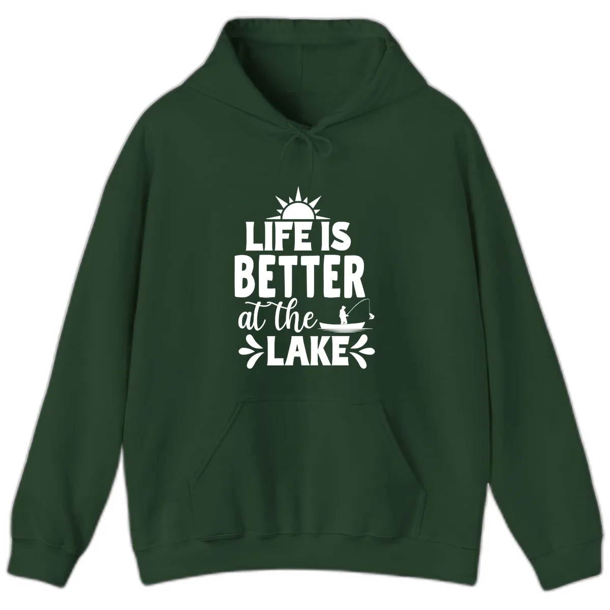 Life Is Better At The Lake Design Hoodie in Forest Green