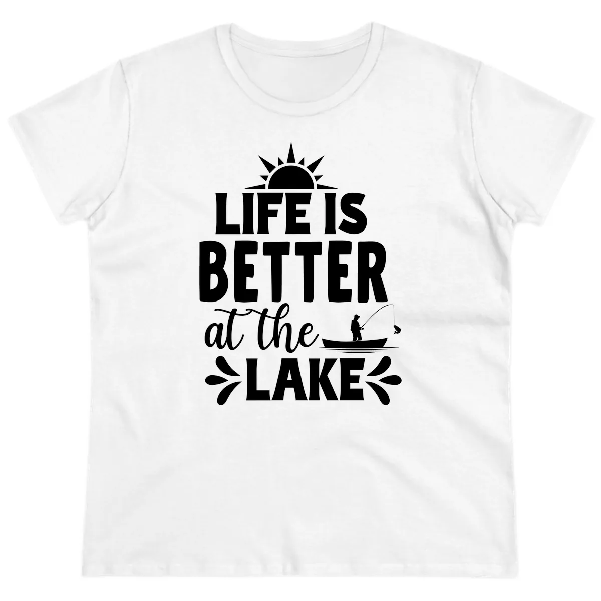 Life Is Better At The Lake Design Ladies Tee in White