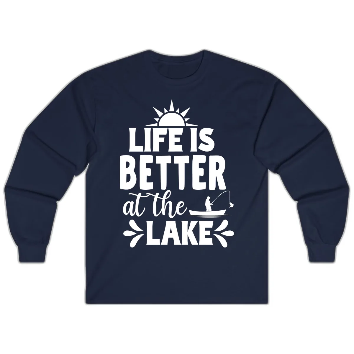 Life Is Better At The Lake Design Long Sleeve in Navy