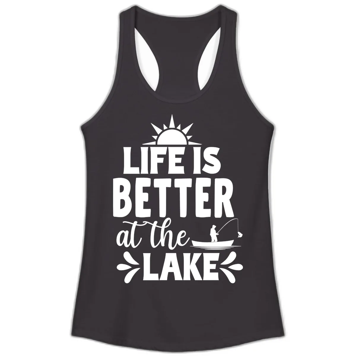 Life Is Better At The Lake Design Ladies Tank in Black