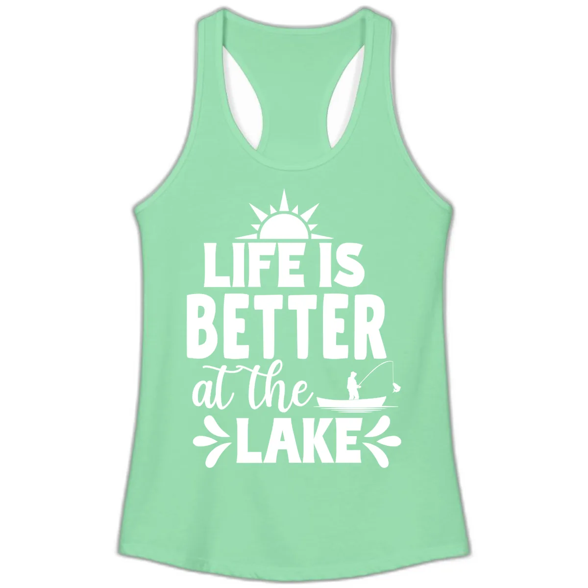 Life Is Better At The Lake Design Ladies Tank in Solid Mint