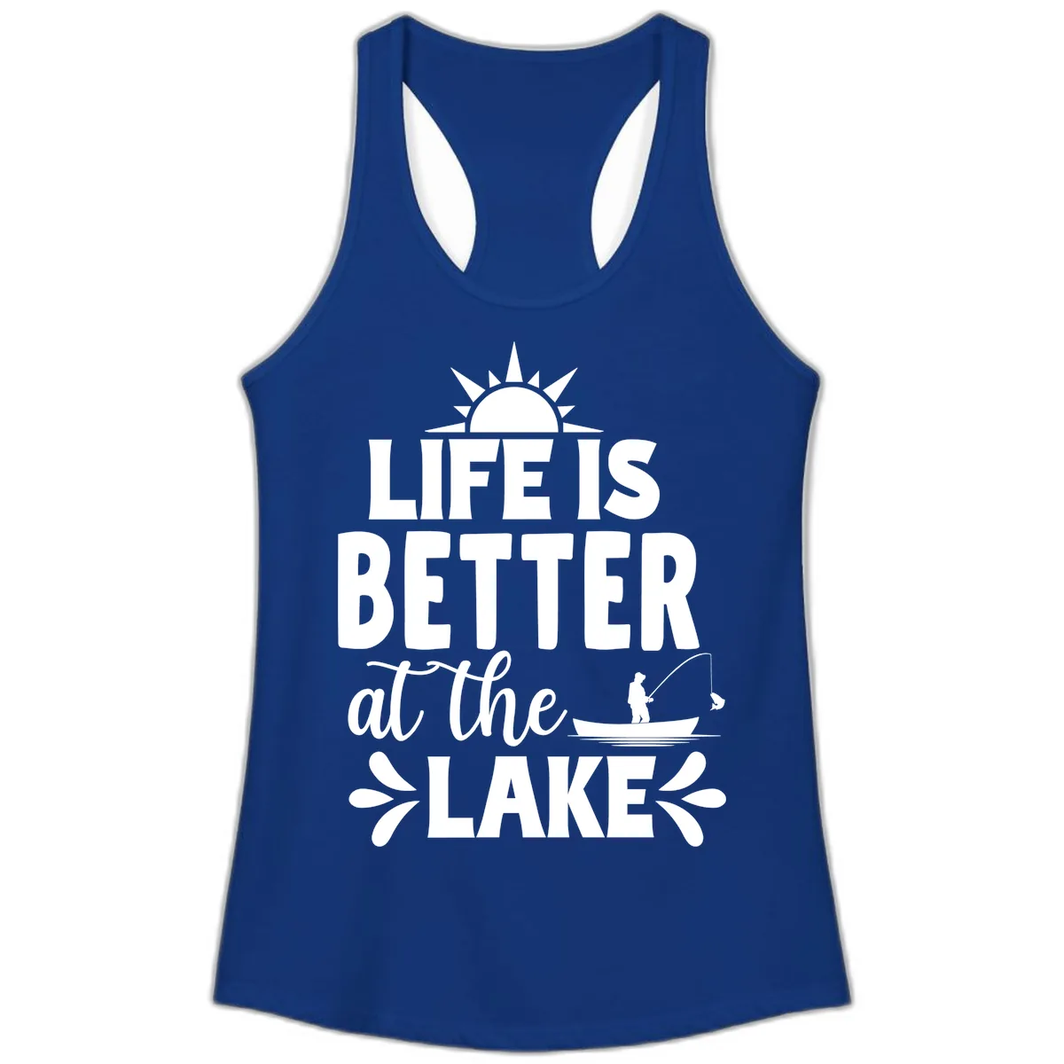 Life Is Better At The Lake Design Ladies Tank in Solid Royal