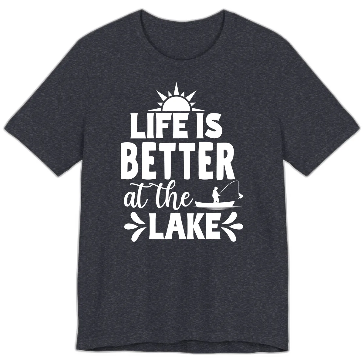 Life Is Better At The Lake Design Premium T-Shirt in Heather Navy