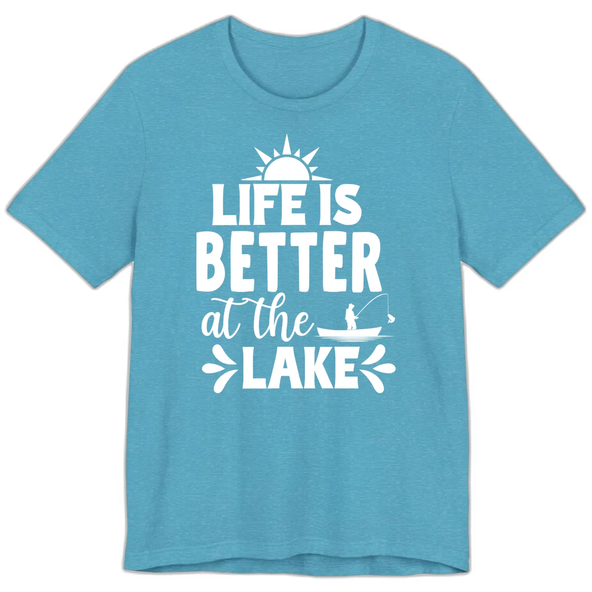 Life Is Better At The Lake Design Premium T-Shirt in Heather Aqua