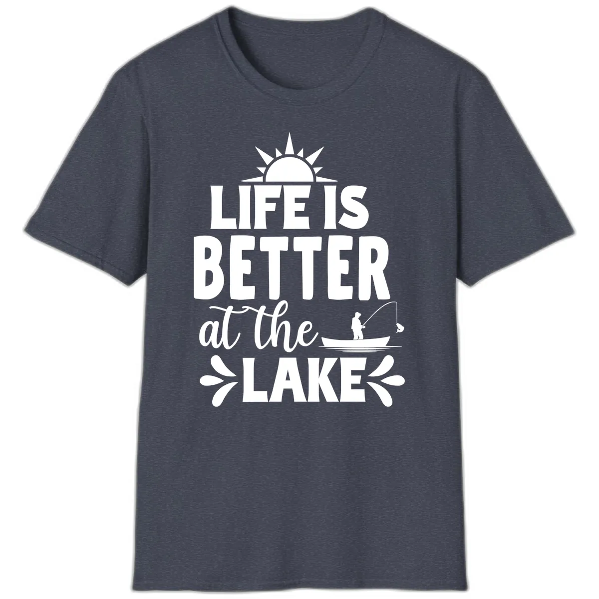 Life Is Better At The Lake Design T-Shirt in Heather Navy