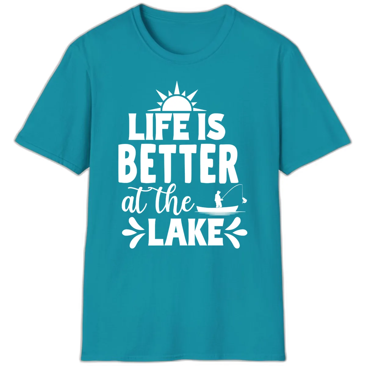Life Is Better At The Lake Design T-Shirt in Tropical Blue