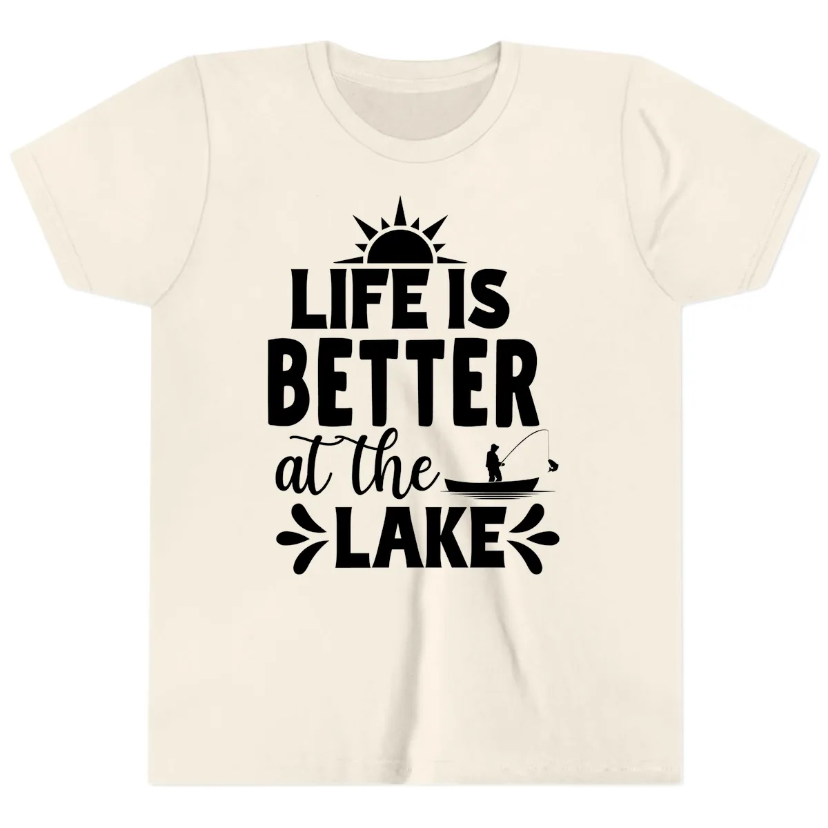 Life Is Better At The Lake Design Youth T-Shirt in Natural