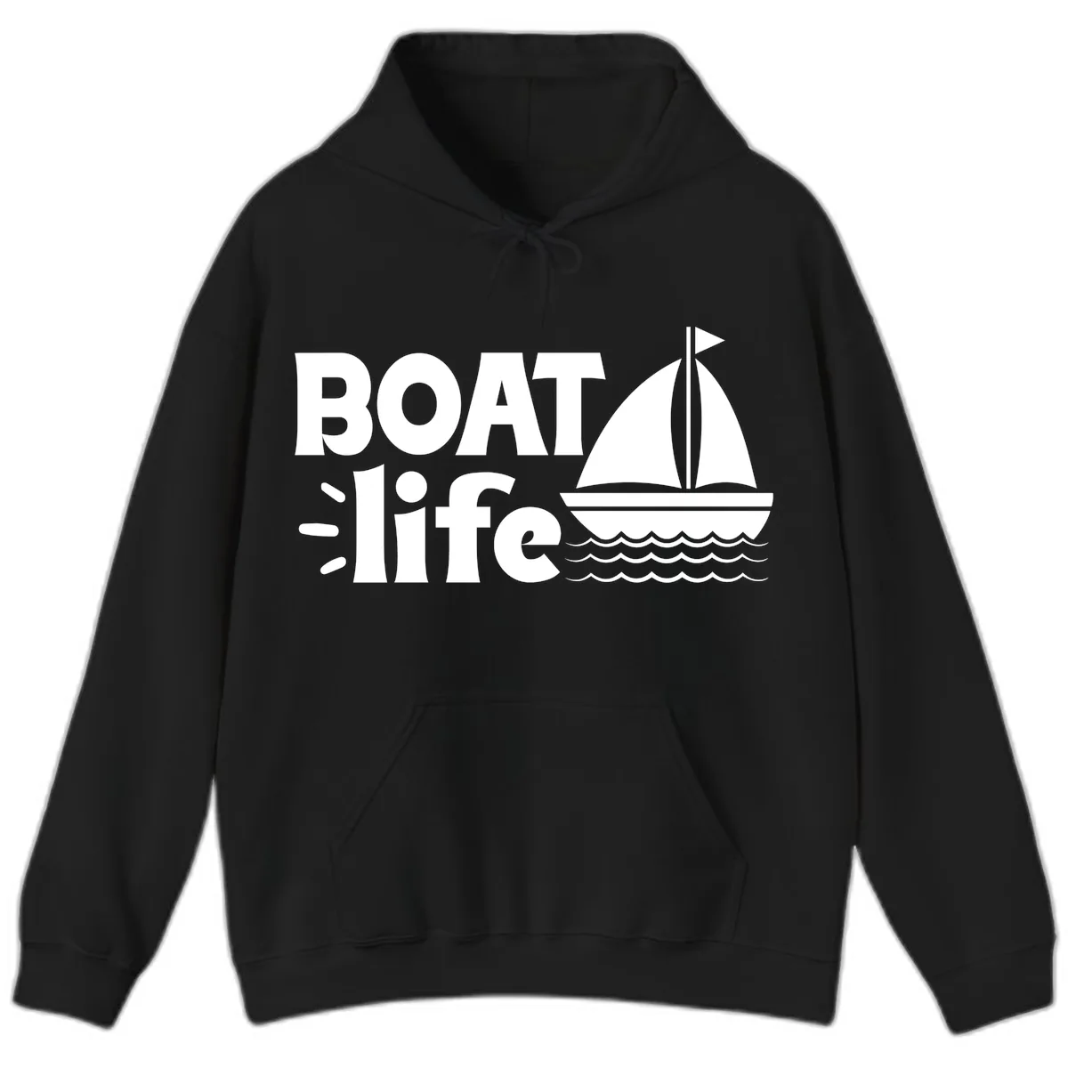 Boat Life Sailboat Design Hoodie in Black