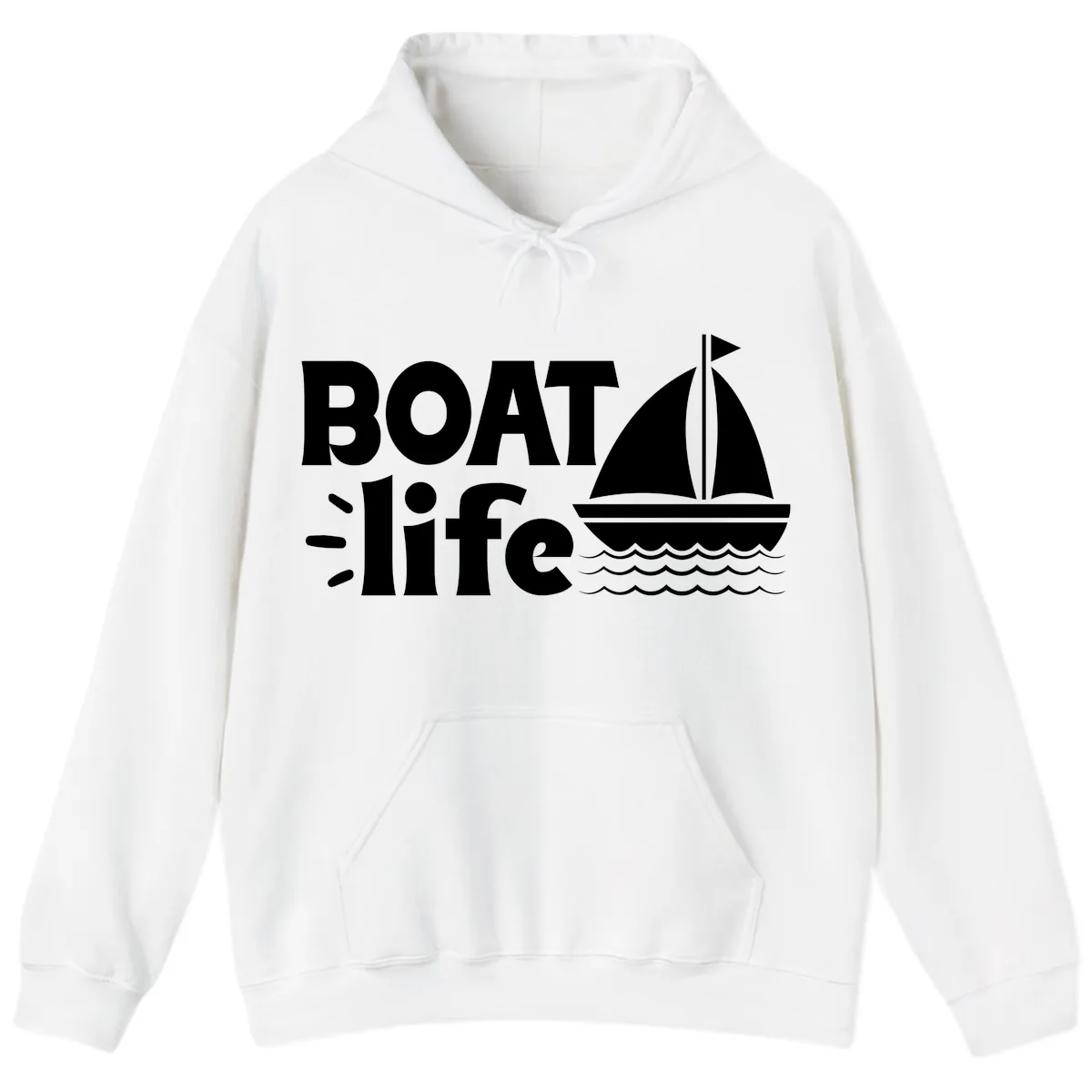 Boat Life Sailboat Design Hoodie in White