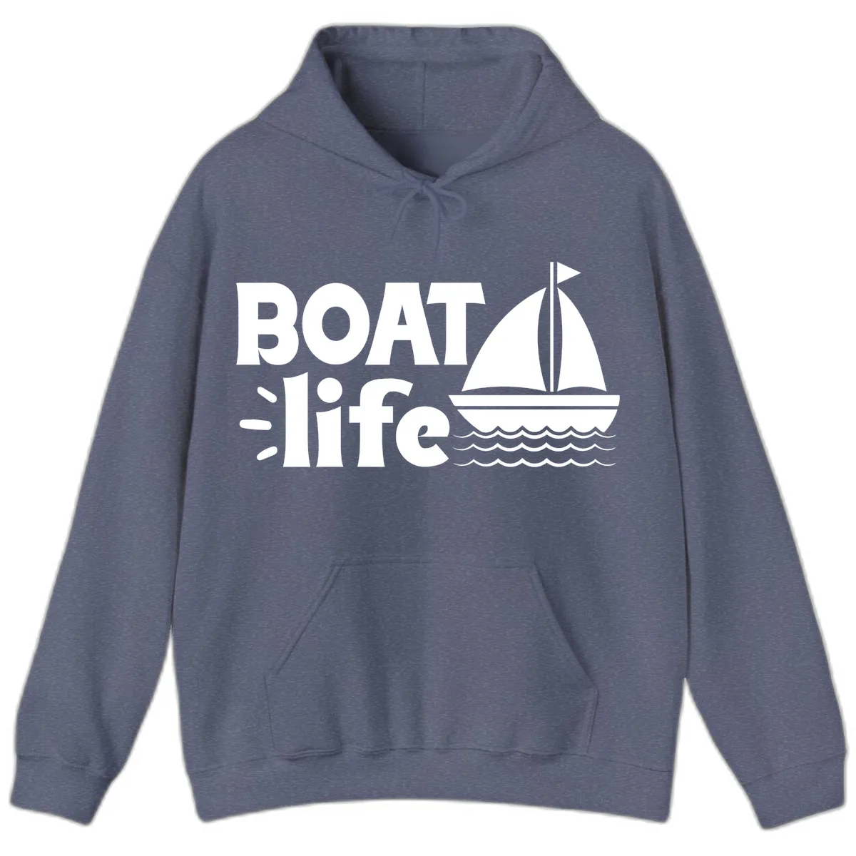 Boat Life Sailboat Design Hoodie in Heather Navy