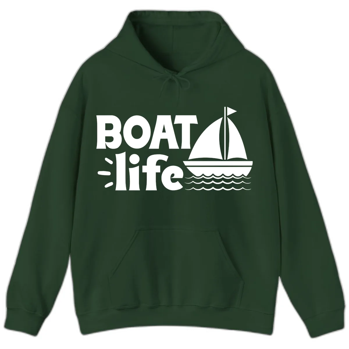 Boat Life Sailboat Design Hoodie in Forest Green