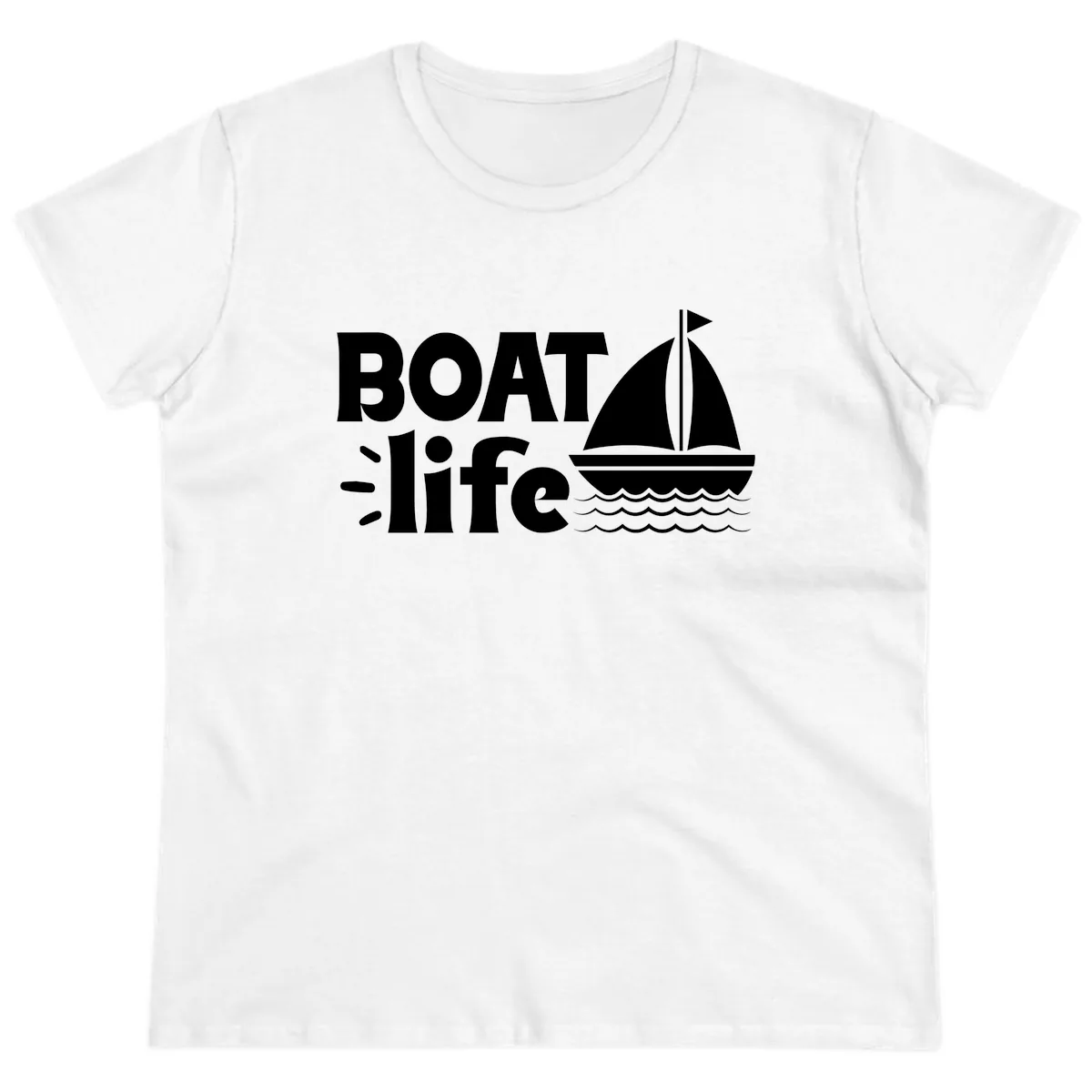 Boat Life Sailboat Design Ladies Tee in White