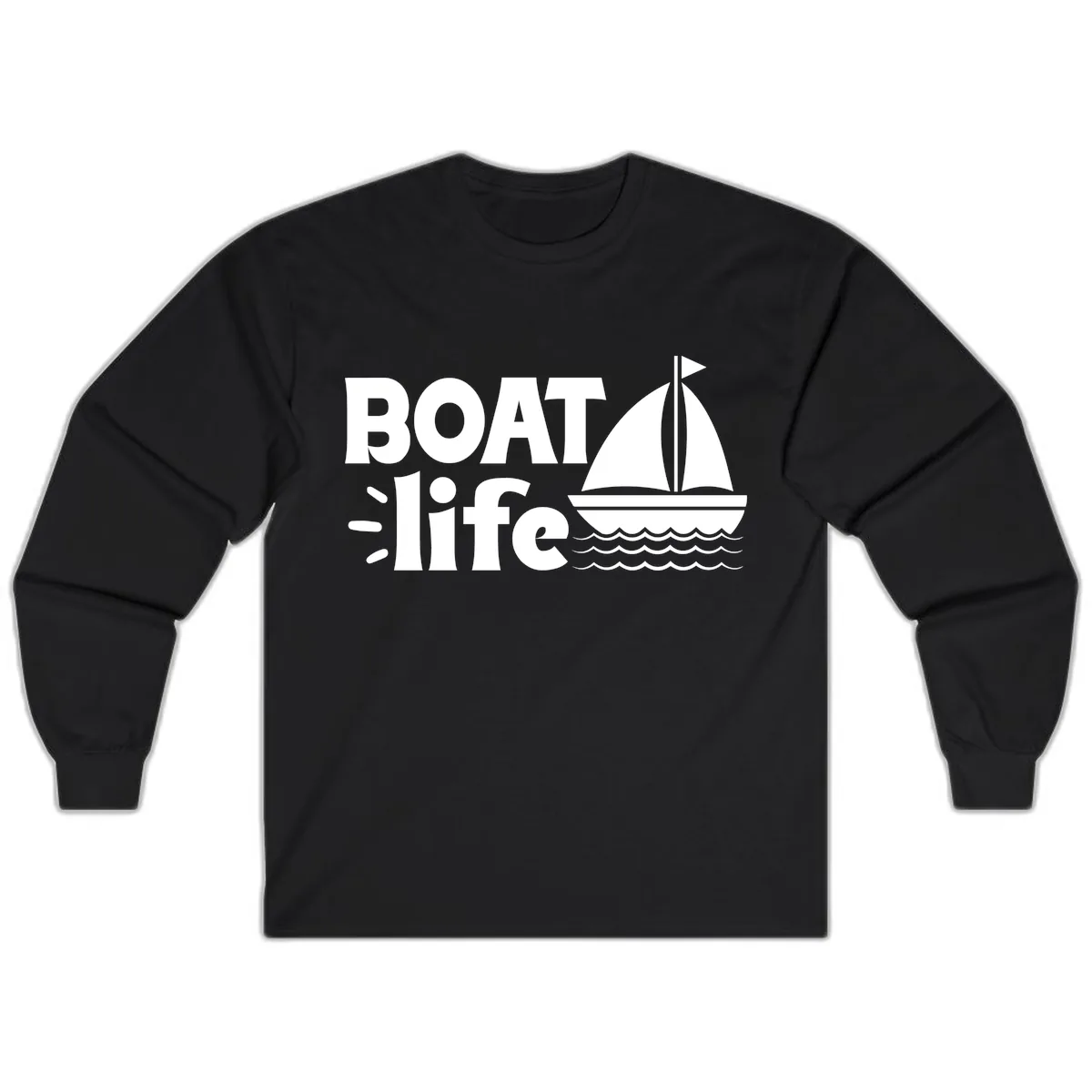 Boat Life Sailboat Design Long Sleeve in Black