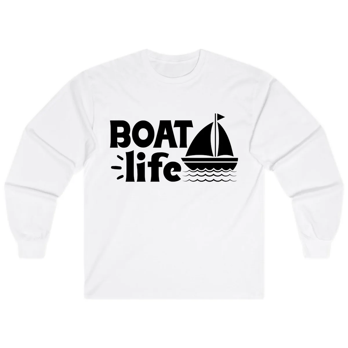 Boat Life Sailboat Design Long Sleeve in White