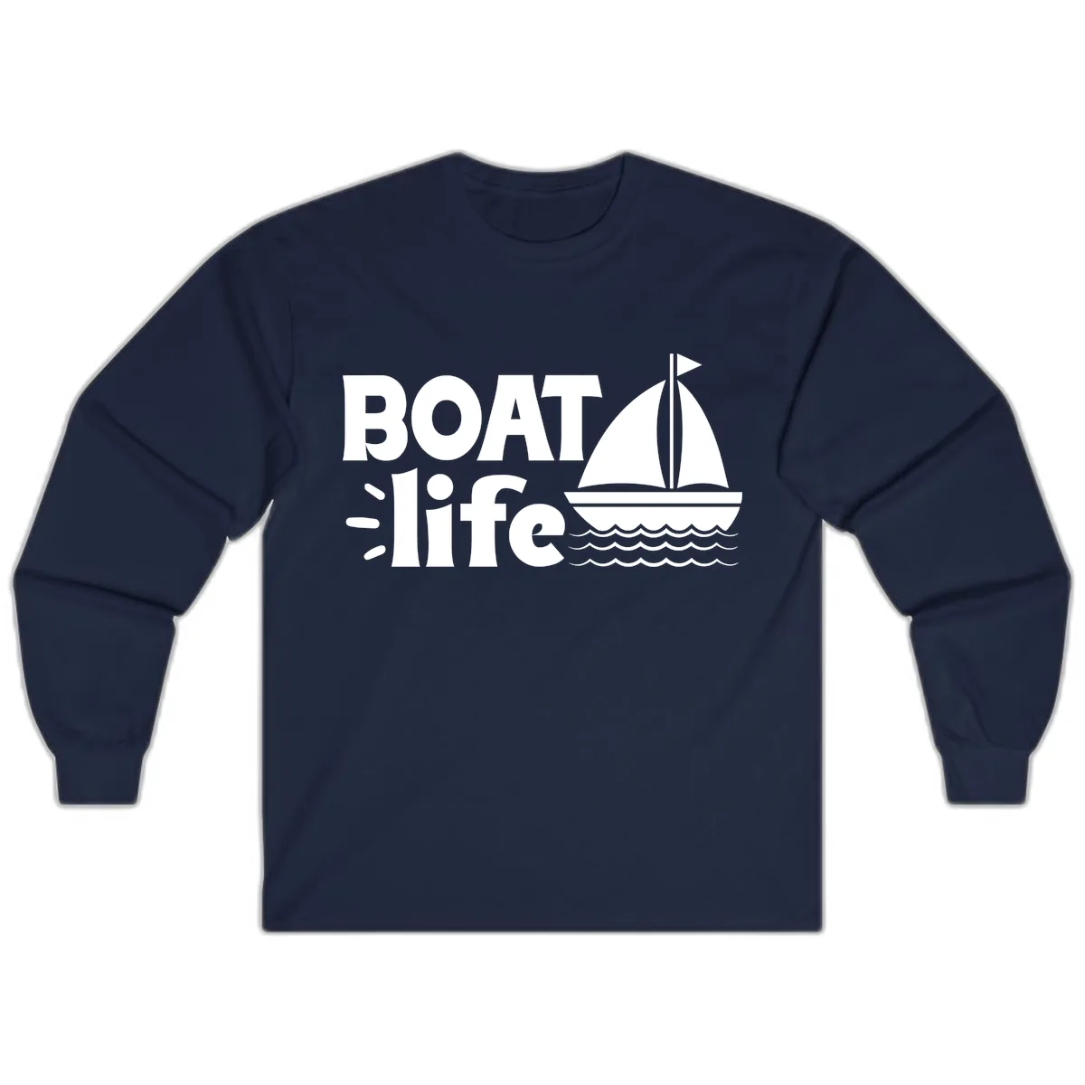 Boat Life Sailboat Design Long Sleeve in Navy
