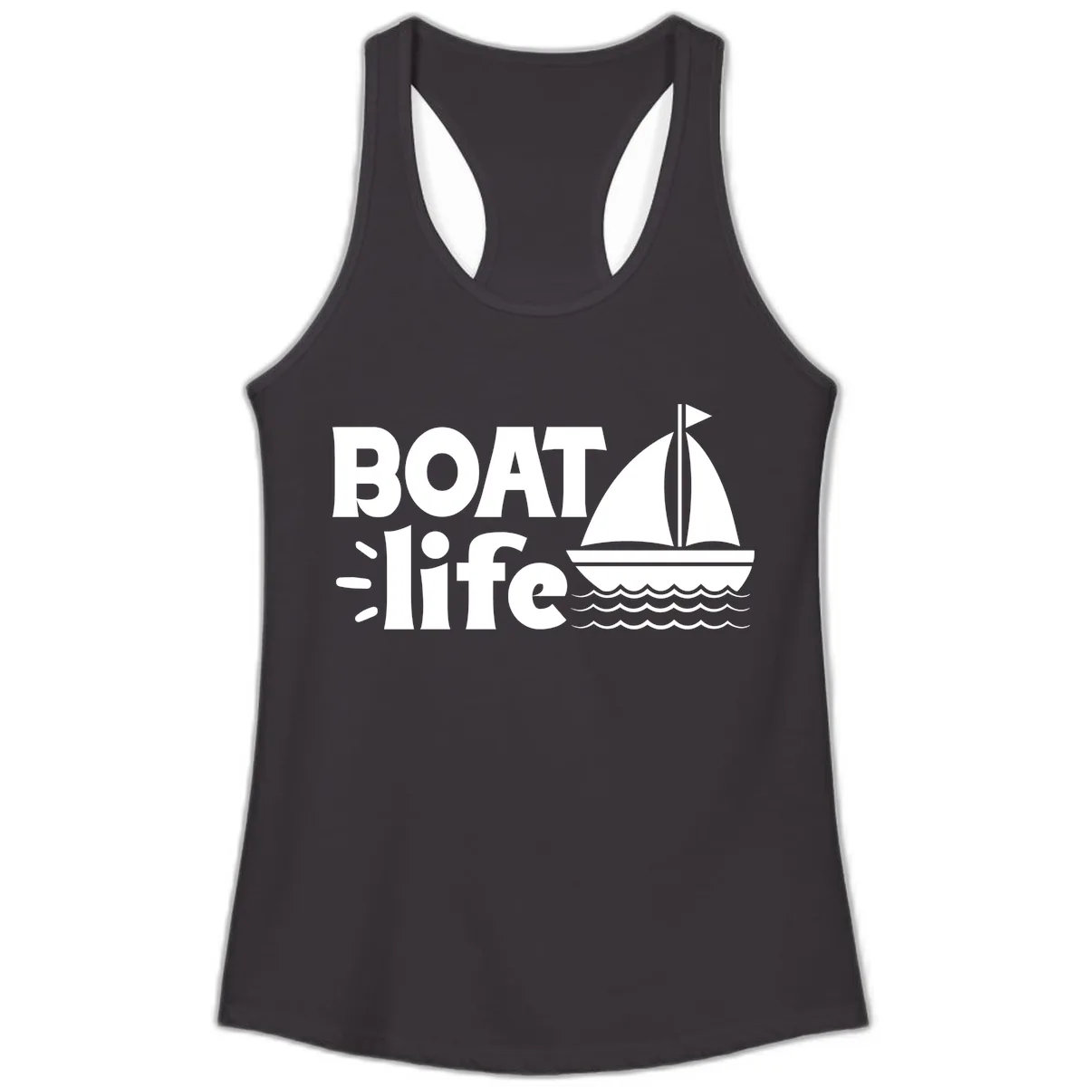 Boat Life Sailboat Design Ladies Tank in Black