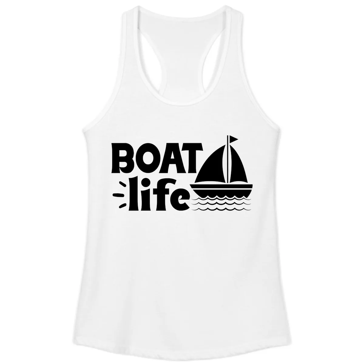 Boat Life Sailboat Design Ladies Tank in White