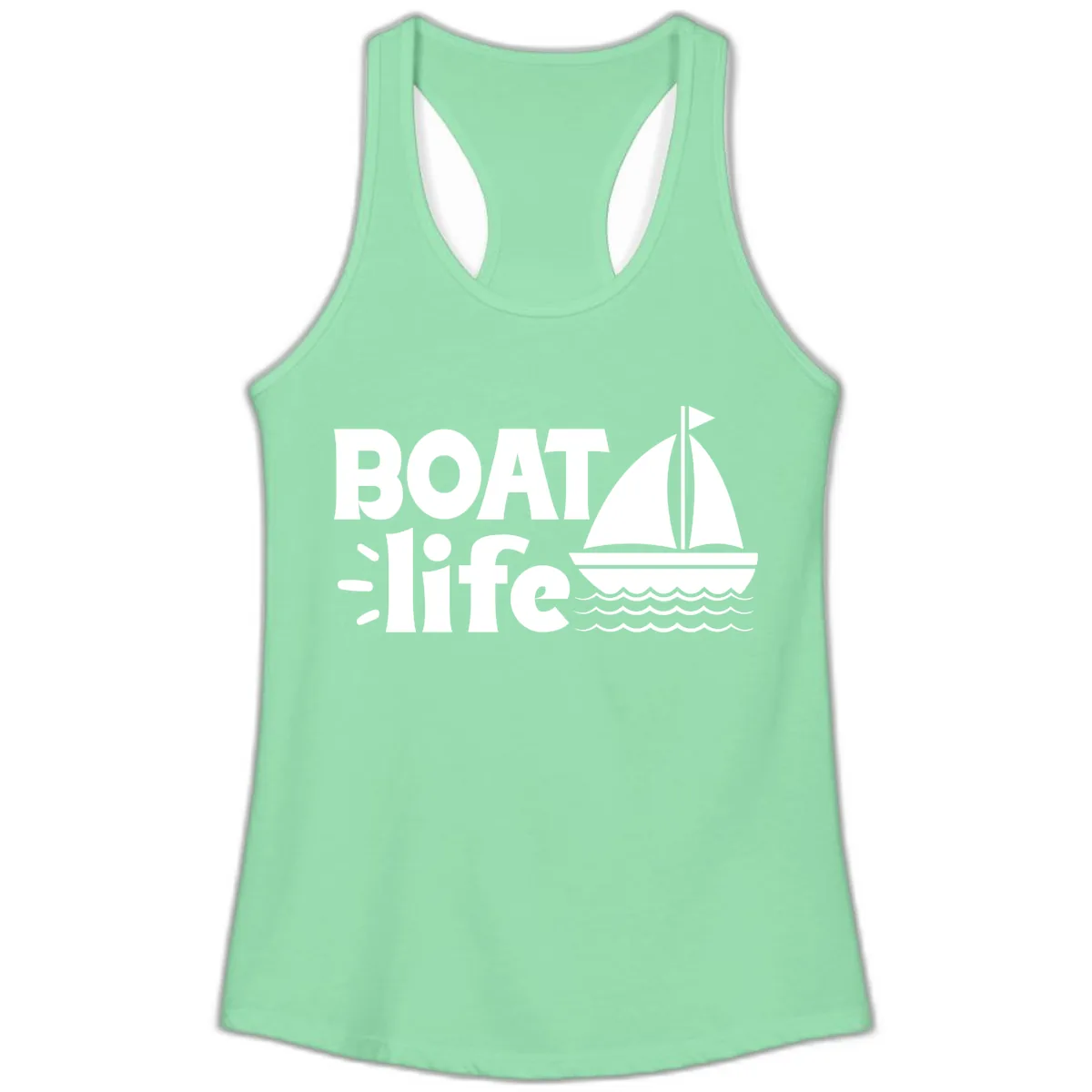 Boat Life Sailboat Design Ladies Tank in Solid Mint