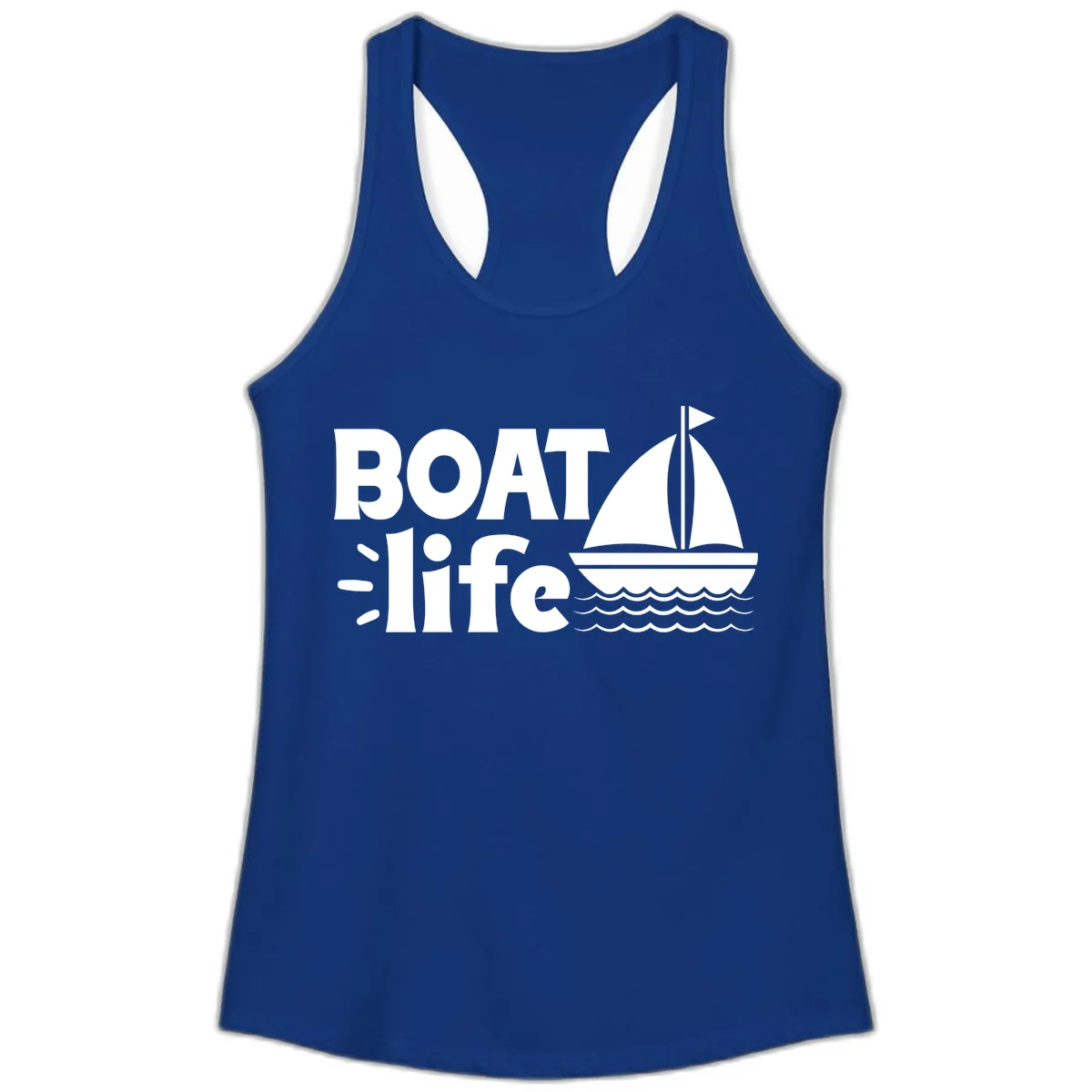 Boat Life Sailboat Design Ladies Tank in Solid Royal