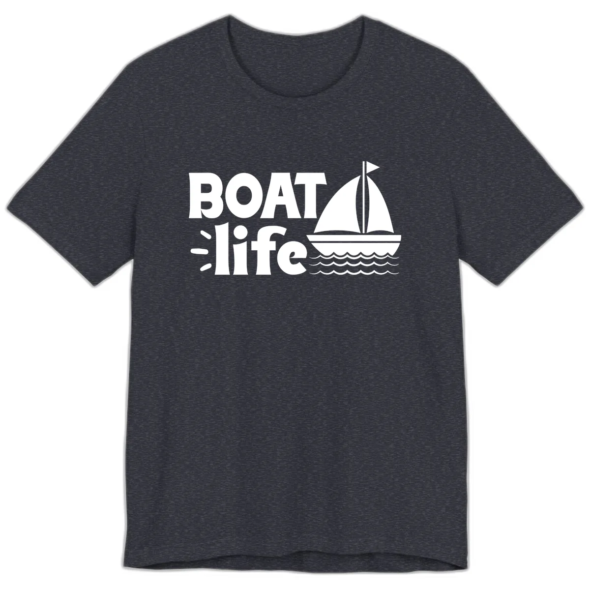 Boat Life Sailboat Design Premium T-Shirt in Heather Navy