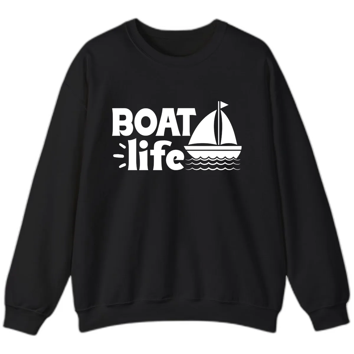 Boat Life Sailboat Design Sweatshirt in Black