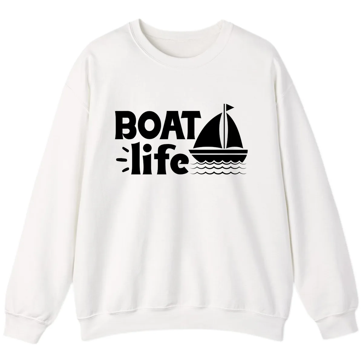 Boat Life Sailboat Design Sweatshirt in White