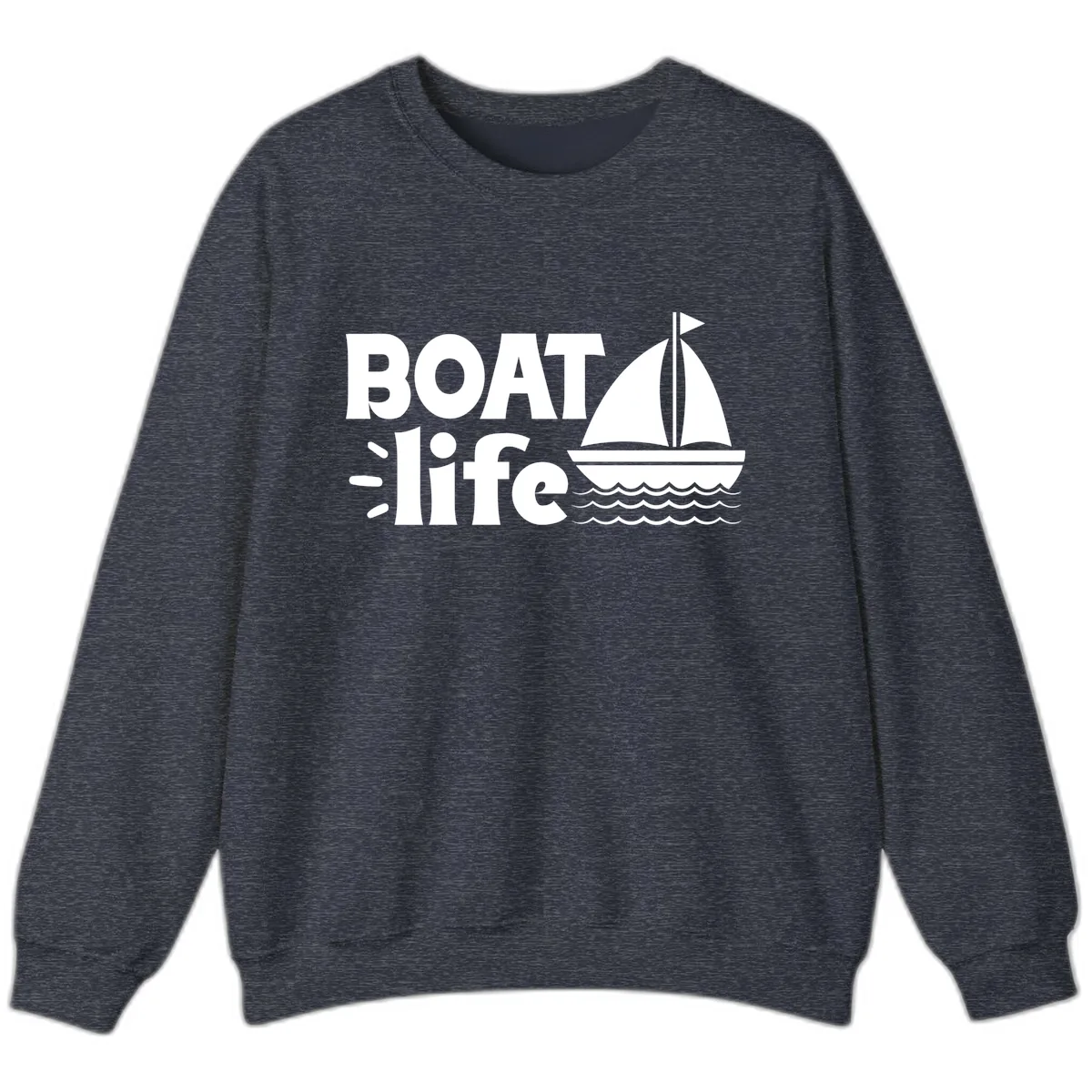Boat Life Sailboat Design Sweatshirt in Heather Sport Dark Navy