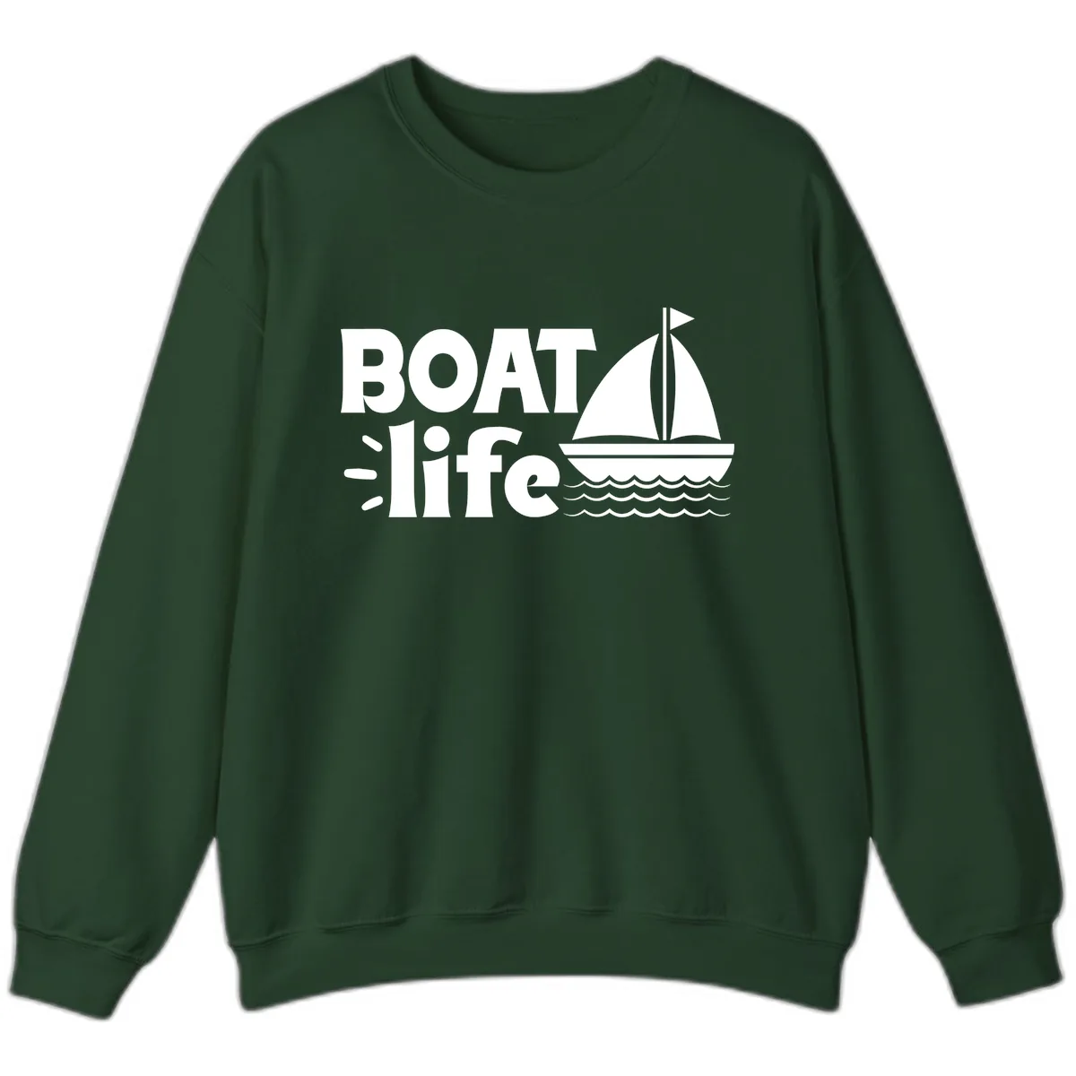 Boat Life Sailboat Design Sweatshirt in Forest Green
