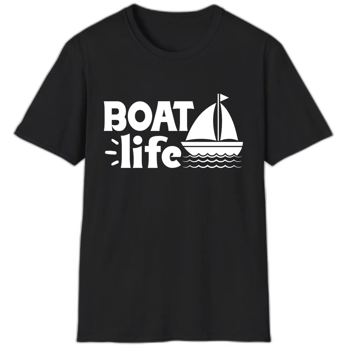 Boat Life Sailboat Design T-Shirt in Black