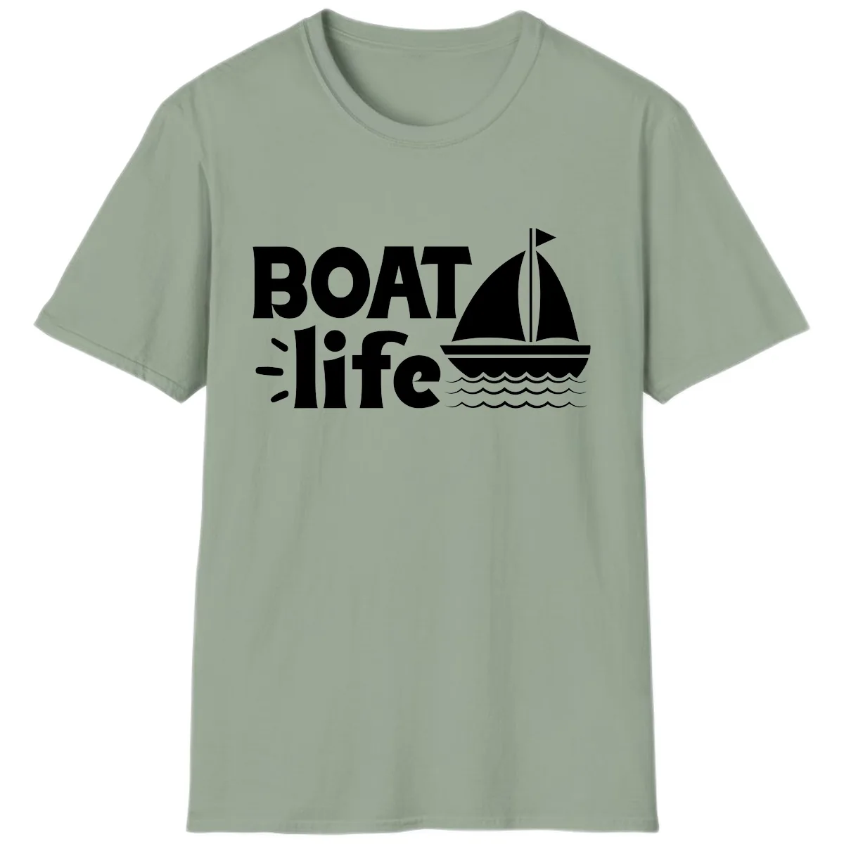 Boat Life Sailboat Design T-Shirt in Sage