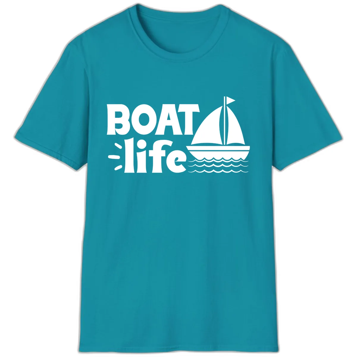 Boat Life Sailboat Design T-Shirt in Tropical Blue