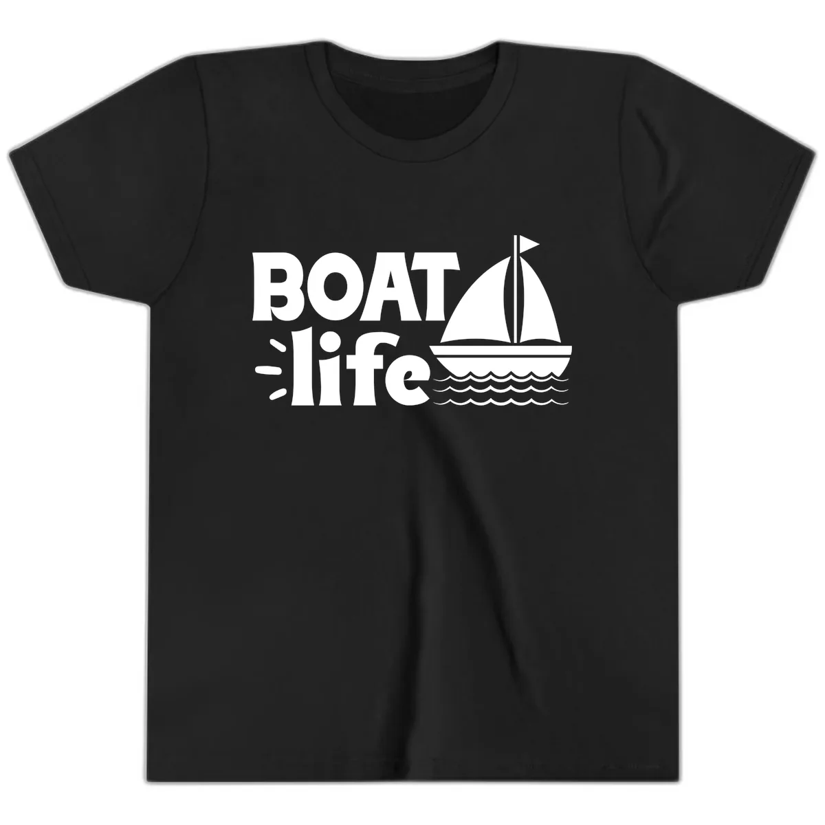 Boat Life Sailboat Design Youth T-Shirt in Black