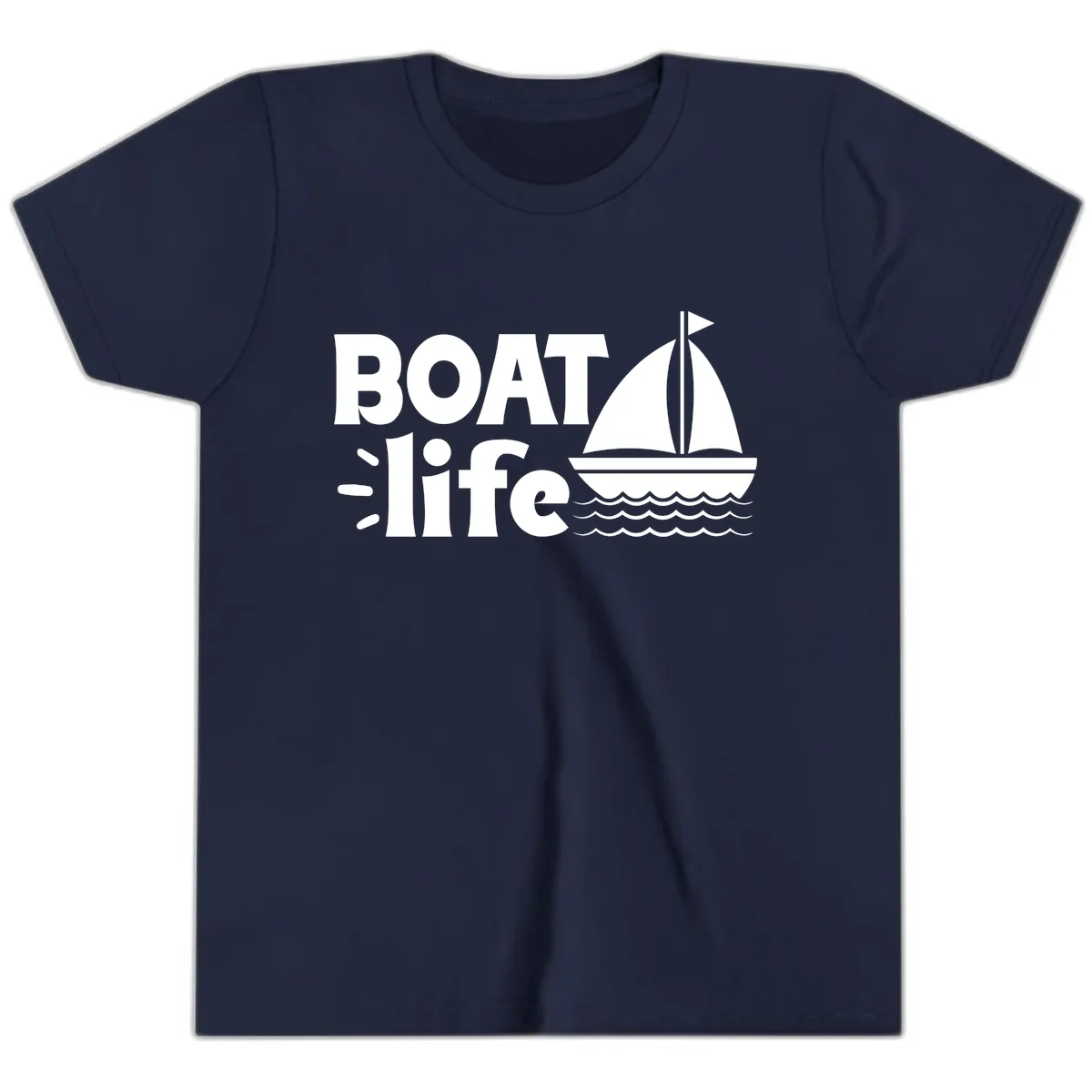 Boat Life Sailboat Design Youth T-Shirt in Navy