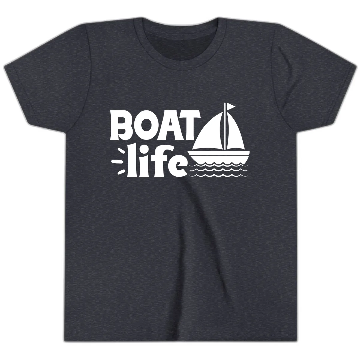 Boat Life Sailboat Design Youth T-Shirt in Heather Navy