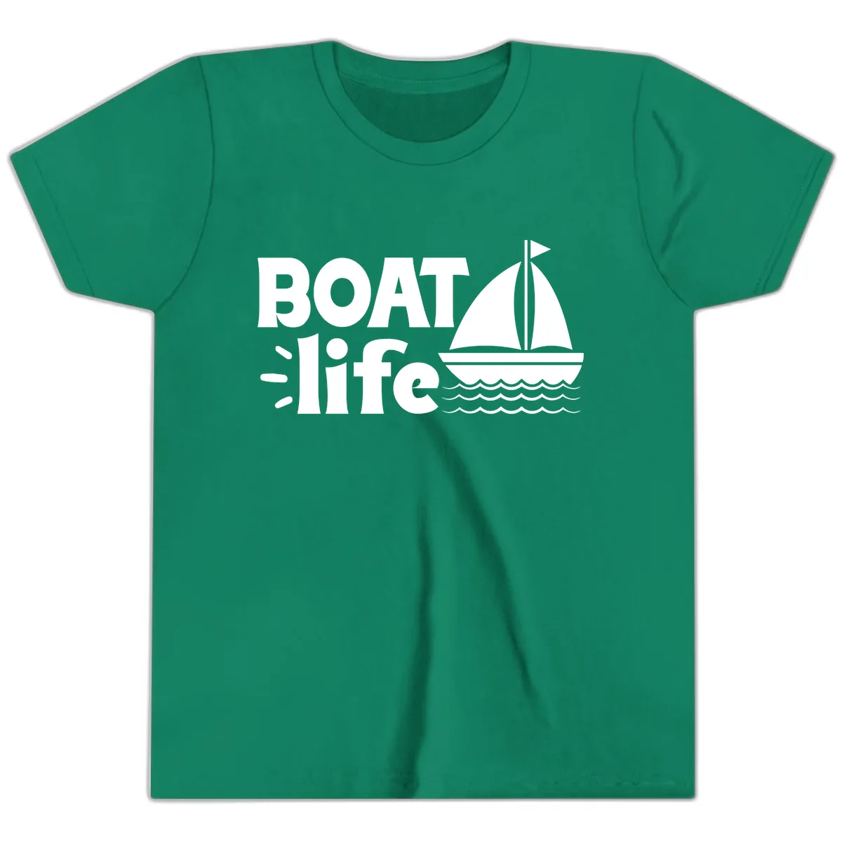 Boat Life Sailboat Design Youth T-Shirt in Kelly