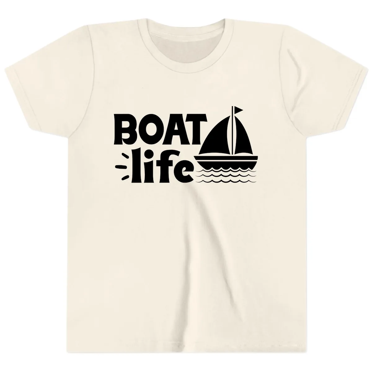 Boat Life Sailboat Design Youth T-Shirt in Natural