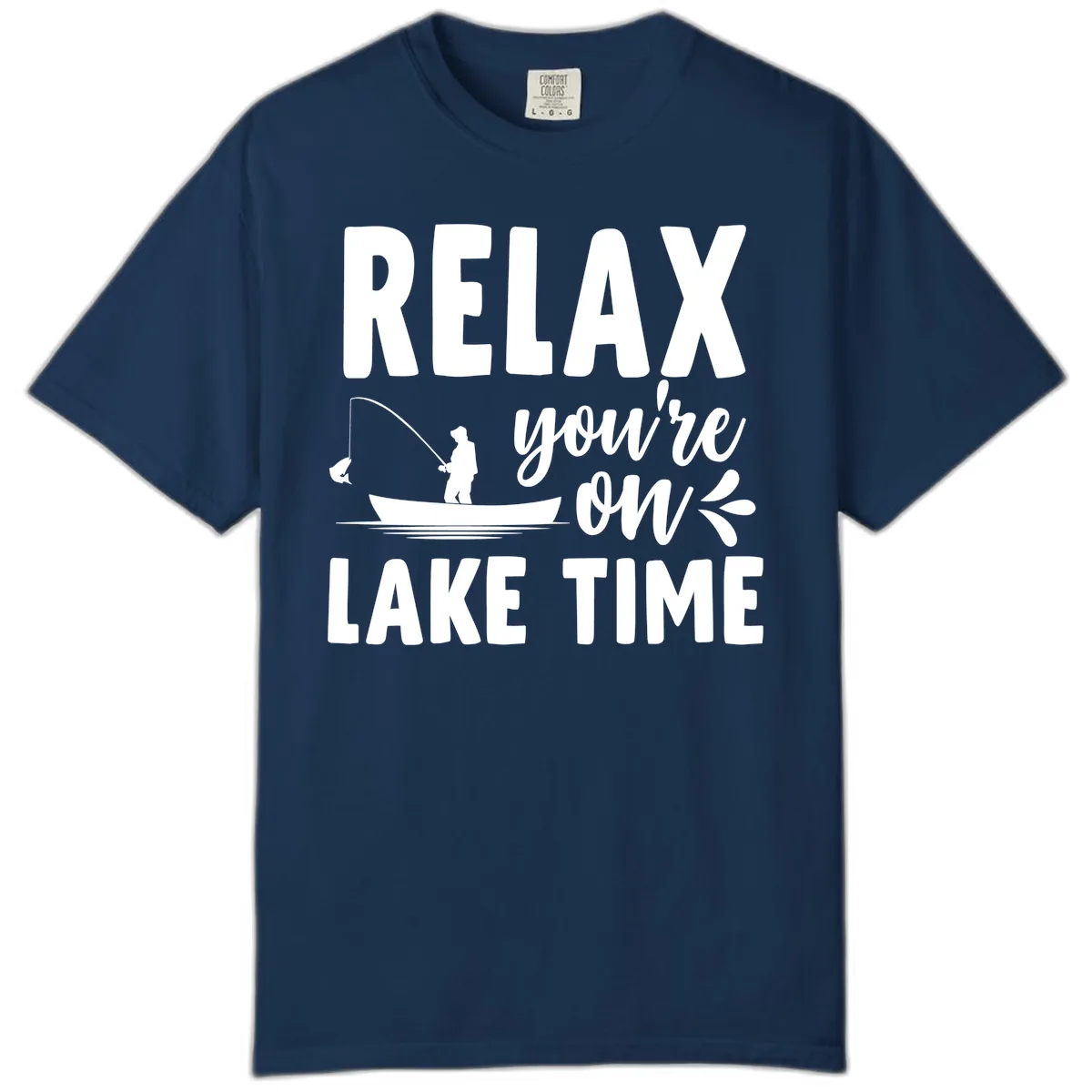 Relax You're On Lake Time Fishing Design Comfort Color in Navy