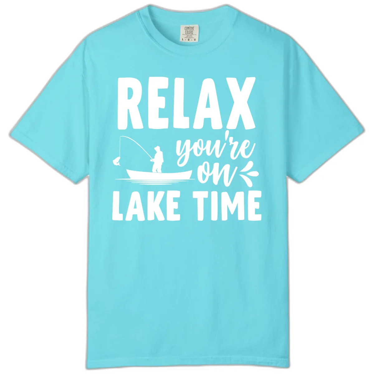 Relax You're On Lake Time Fishing Design Comfort Color in Lagoon Blue