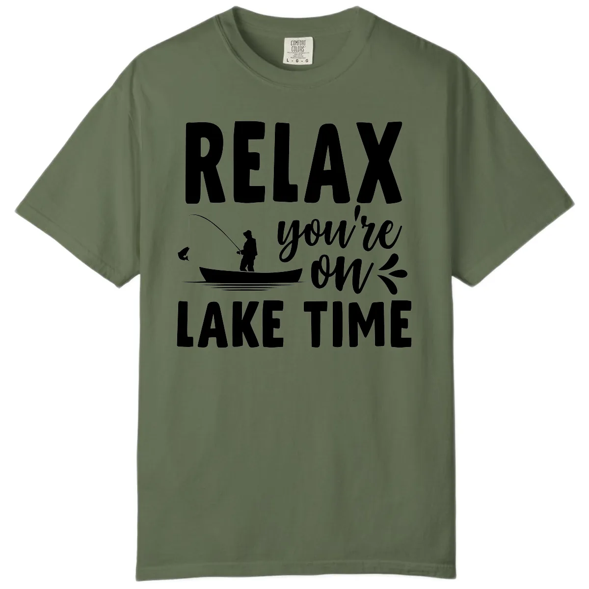Relax You're On Lake Time Fishing Design Comfort Color in Sage
